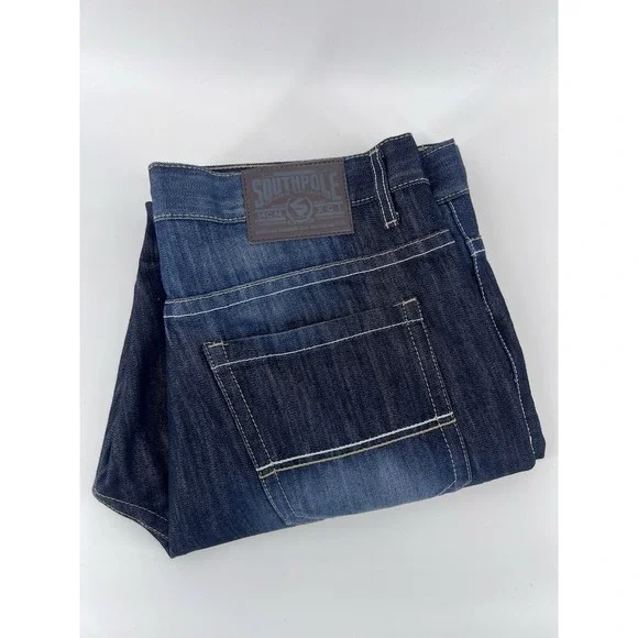 Y2K Southpole Denim Jeans Size 36x30 Faded Dark Wash MCMXCI - Picture 1 of 8